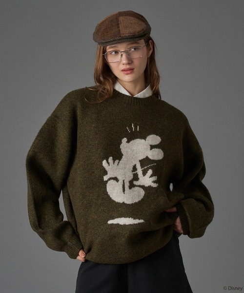 Disney / Mickey Mouse 】SILHOUETTE MOTIF KNIT / シルエットモチーフ