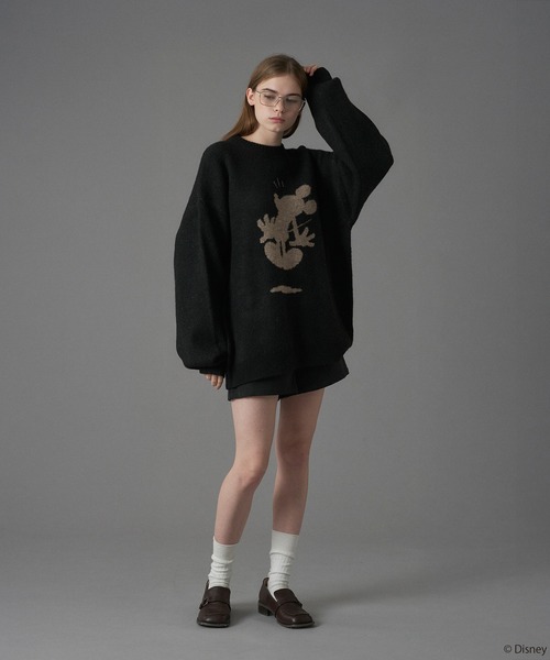 Disney / Mickey Mouse 】SILHOUETTE MOTIF KNIT / シルエットモチーフ