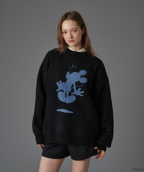 Disney / Mickey Mouse 】SILHOUETTE MOTIF KNIT / シルエットモチーフ Disney / Mickey Mouse 】SILHOUETTE MOTIF KNIT / シルエットモチーフ