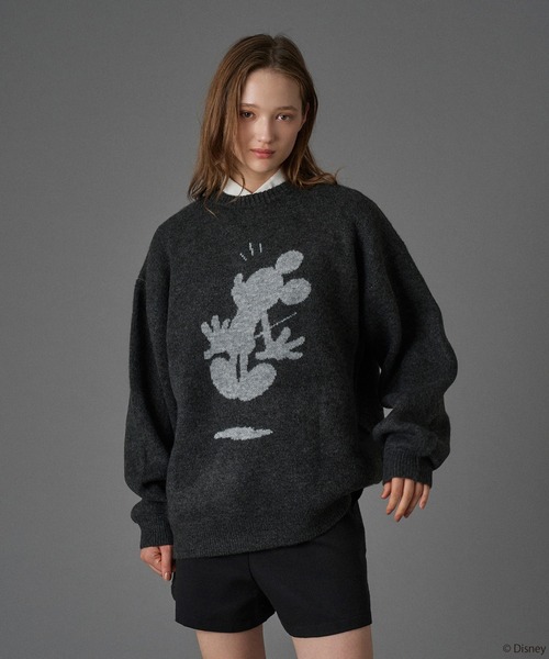 Disney / Mickey Mouse 】SILHOUETTE MOTIF KNIT / シルエット