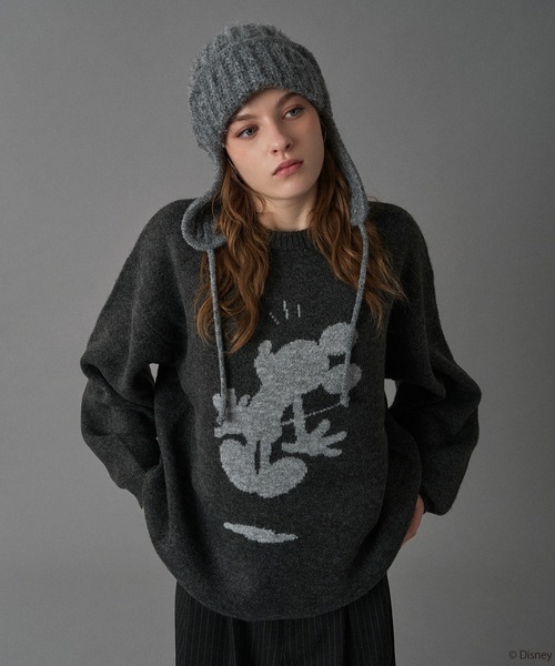 ONCILY（オンシェリー）の「【 Disney / Mickey Mouse 】SILHOUETTE MOTIF KNIT / シルエットモチーフニット（ニット/セーター・メンズ・アイボリー/ブラック/カーキ/その他/ブルー/チャコールグレー/ネイビー/ピンク/ボルドー/ブラウン/ベージュ・SMALL/LARGE/MEDIUM）」の18枚目の写真