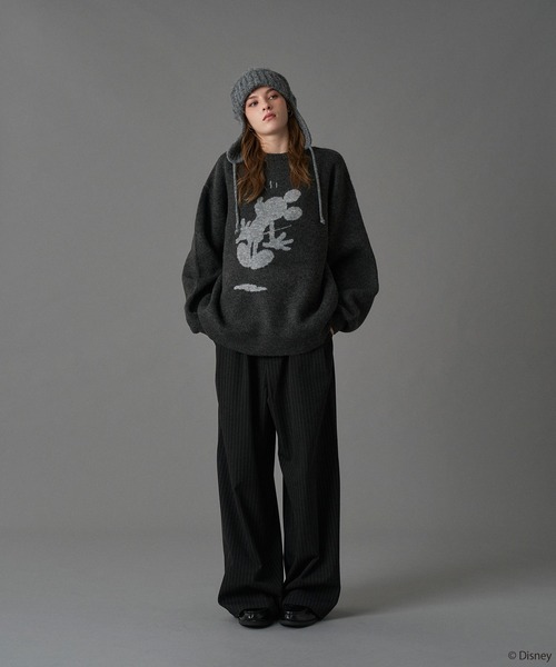 ONCILY（オンシェリー）の「【 Disney / Mickey Mouse 】SILHOUETTE MOTIF KNIT / シルエットモチーフニット（ニット/セーター・メンズ・アイボリー/ブラック/カーキ/その他/ブルー/チャコールグレー/ネイビー/ピンク/ボルドー/ブラウン/ベージュ・SMALL/LARGE/MEDIUM）」の22枚目の写真