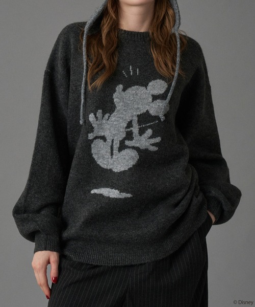 ONCILY（オンシェリー）の「【 Disney / Mickey Mouse 】SILHOUETTE MOTIF KNIT / シルエットモチーフニット（ニット/セーター・メンズ・アイボリー/ブラック/カーキ/その他/ブルー/チャコールグレー/ネイビー/ピンク/ボルドー/ブラウン/ベージュ・SMALL/LARGE/MEDIUM）」の16枚目の写真