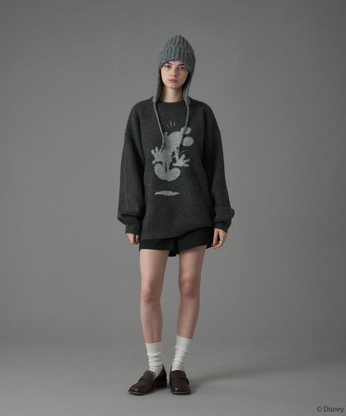 Disney / Mickey Mouse 】SILHOUETTE MOTIF KNIT / シルエットモチーフ