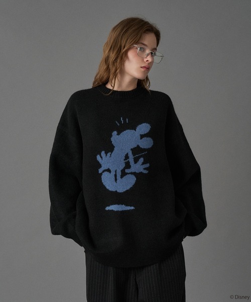 Disney / Mickey Mouse 】SILHOUETTE MOTIF KNIT / シルエット
