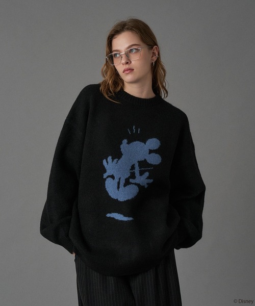 Disney / Mickey Mouse 】SILHOUETTE MOTIF KNIT / シルエットモチーフ
