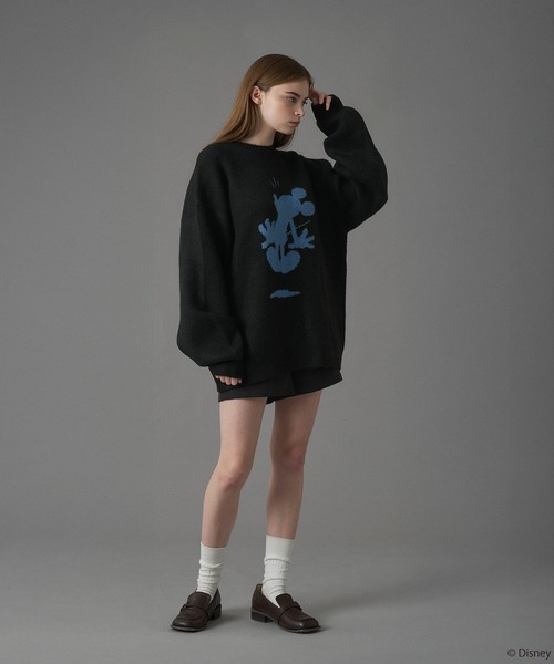 Disney / Mickey Mouse 】SILHOUETTE MOTIF KNIT / シルエットモチーフ