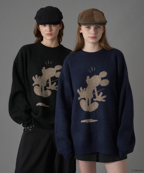 ONCILY（オンシェリー）の「【 Disney / Mickey Mouse 】SILHOUETTE MOTIF KNIT / シルエットモチーフニット（ニット/セーター・メンズ・アイボリー/ブラック/カーキ/その他/ブルー/チャコールグレー/ネイビー/ピンク/ボルドー/ブラウン/ベージュ・SMALL/LARGE/MEDIUM）」の14枚目の写真