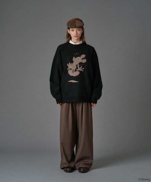 Disney / Mickey Mouse 】SILHOUETTE MOTIF KNIT / シルエットモチーフ