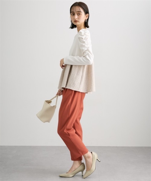 nissen(ニッセン)の「裏起毛テーパードパンツ(スラックス・レディース・モカ/ブラック/コーラルピンク/ベージュ・M/L/LL/3L/S)」の6枚目の写真