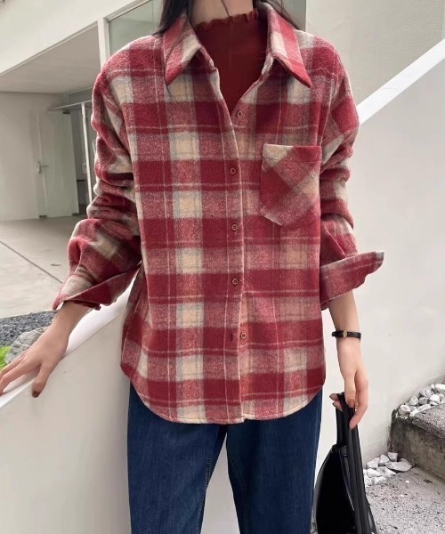 FAVORITO（ファヴォリート）の「チェック柄シャツ（シャツ/ブラウス・レディース・ブルー/ブラック/モカ/レッド・F）」の20枚目の写真