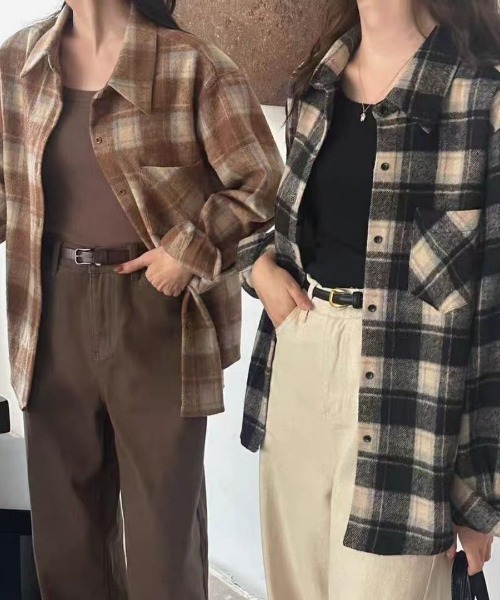 FAVORITO（ファヴォリート）の「チェック柄シャツ（シャツ/ブラウス・レディース・ブルー/ブラック/モカ/レッド・F）」の13枚目の写真