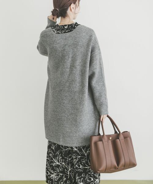 ITEMS URBANRESEARCH（アイテムズ アーバンリサーチ）の「ニットガウン（ノーカラーコート・レディース・ブラウン/ライトカーキ/グレー・FREE）」の5枚目の写真