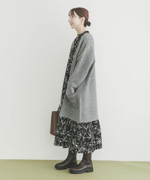 ITEMS URBANRESEARCH（アイテムズ アーバンリサーチ）の「ニットガウン（ノーカラーコート・レディース・ブラウン/ライトカーキ/グレー・FREE）」の7枚目の写真