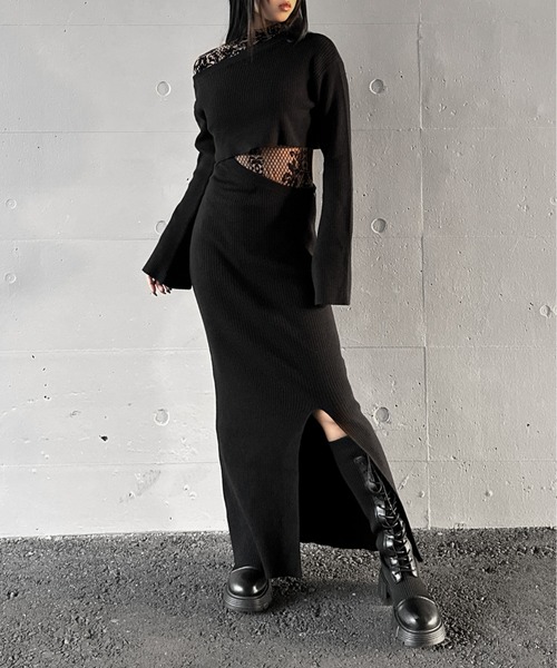 セール】【LVEU.】変形ドッキングニットワンピース / ワンピース