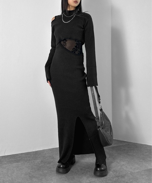 セール】【LVEU.】変形ドッキングニットワンピース / ワンピース