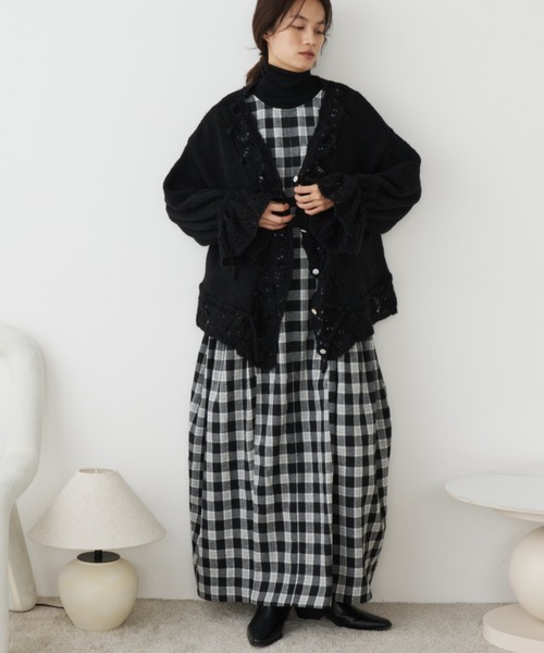Libra Cue(リブラ キュー)の「2wayチェックワンピース(ワンピース・レディース・ブラック・FREE)」の18枚目の写真