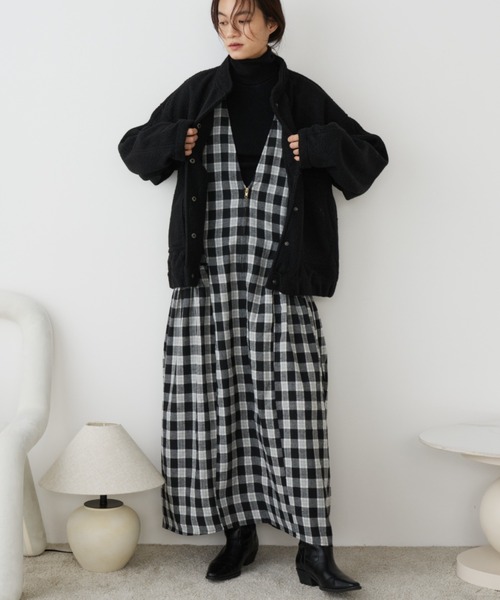 Libra Cue(リブラ キュー)の「2wayチェックワンピース(ワンピース・レディース・ブラック・FREE)」の22枚目の写真