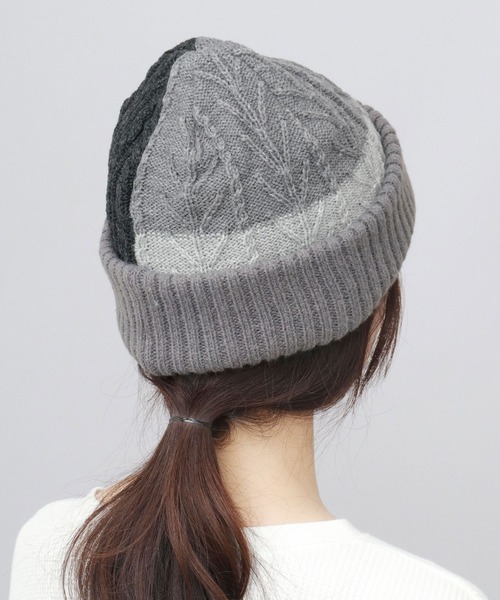 切替編み パネルニットワッチ ニット帽（ニットキャップ/ビーニー