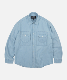 BLEACH DENIM UTILITY SHIRT _ LIGHT BLUE
