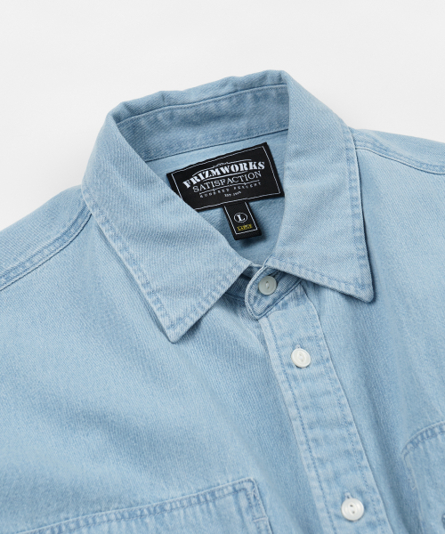 FRIZMWORKS(フリズムワークス)の「BLEACH DENIM UTILITY SHIRT _ LIGHT BLUE(シャツ/ブラウス・メンズ・その他・SMALL/MEDIUM/LARGE/X-LARGE)」の3枚目の写真