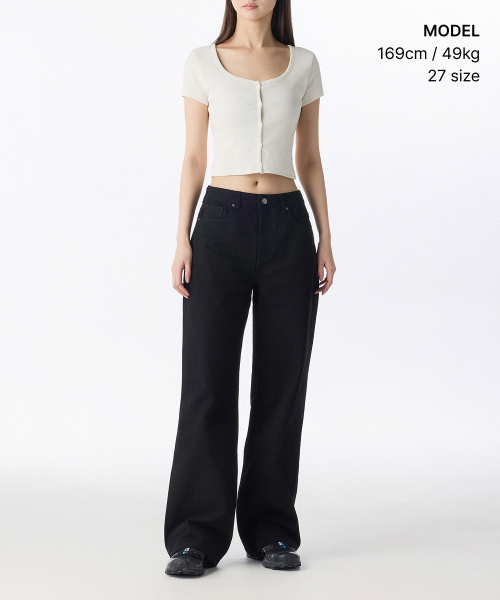 MUSINSA STANDARD WOMAN（ムシンサスタンダードウーマン）の「ウィメンズワイドデニムパンツ[ブラック]（デニムパンツ・レディース・その他・32/30/29/23/24/25/26/27/28）」の2枚目の写真