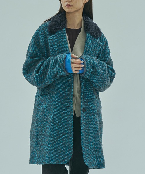 ROSE BUD(ローズバッド)の「(mici)TWEED TAILORED COLLAR COAT(その他アウター・レディース・ブラック/ブルー・M/S)」の2枚目の写真