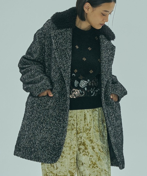 ROSE BUD(ローズバッド)の「(mici)TWEED TAILORED COLLAR COAT(その他アウター・レディース・ブラック/ブルー・M/S)」の1枚目の写真