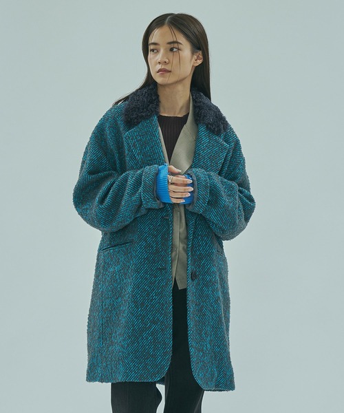 ROSE BUD(ローズバッド)の「(mici)TWEED TAILORED COLLAR COAT(その他アウター・レディース・ブラック/ブルー・M/S)」の9枚目の写真