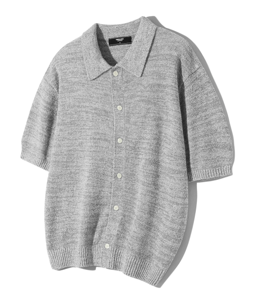 TRILLION(トリリオン)の「洗えるブークレカラー半袖ニット(メランジグレー)(Tシャツ/カットソー・メンズ・その他・MEDIUM/LARGE/X-LARGE)」の1枚目の写真
