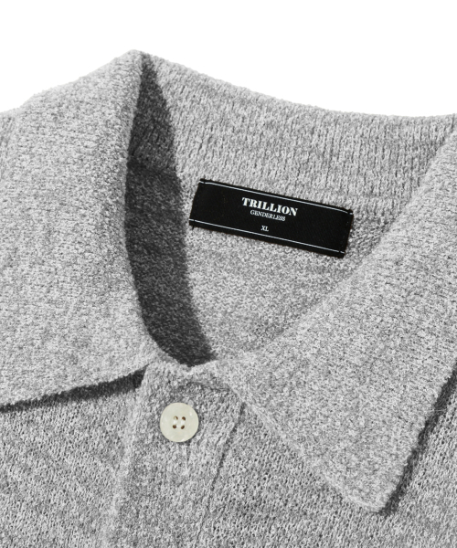 TRILLION(トリリオン)の「洗えるブークレカラー半袖ニット(メランジグレー)(Tシャツ/カットソー・メンズ・その他・MEDIUM/LARGE/X-LARGE)」の6枚目の写真
