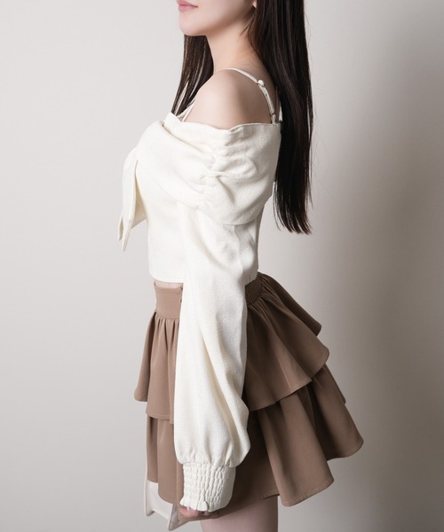 LIPSERVICE（リップサービス）の「リボンオフショルロングスリーブトップス（シャツ/ブラウス・レディース・ピンク/ブラック/アイボリー/ブルー/グレー・FREE）」の7枚目の写真