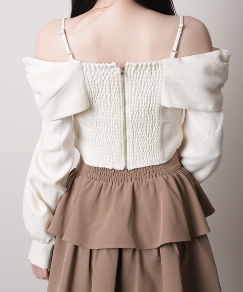 LIPSERVICE（リップサービス）の「リボンオフショルロングスリーブトップス（シャツ/ブラウス・レディース・ピンク/ブラック/アイボリー/ブルー/グレー・FREE）」の8枚目の写真