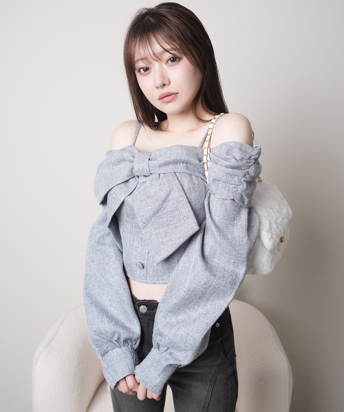 LIPSERVICE リボンオフショルロングスリーブトップス リボンオフショルロングスリーブトップス（Tシャツ/カットソー