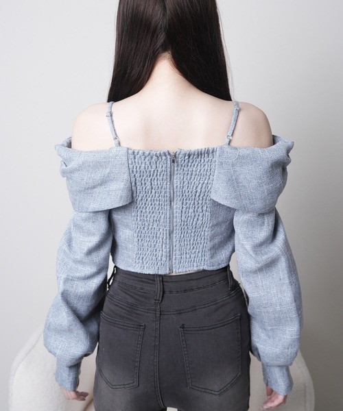 LIPSERVICE（リップサービス）の「リボンオフショルロングスリーブトップス（シャツ/ブラウス・レディース・ピンク/ブラック/アイボリー/ブルー/グレー・FREE）」の11枚目の写真