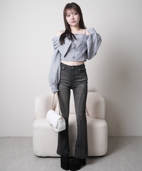 LIPSERVICE（リップサービス）の「リボンオフショルロングスリーブトップス（シャツ/ブラウス・レディース・ピンク/ブラック/アイボリー/ブルー/グレー・FREE）」の12枚目の写真