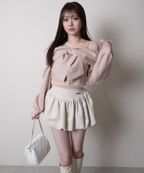 LIPSERVICE（リップサービス）の「リボンオフショルロングスリーブトップス（シャツ/ブラウス・レディース・ピンク/ブラック/アイボリー/ブルー/グレー・FREE）」の15枚目の写真