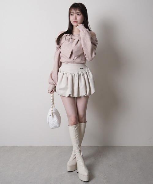 LIPSERVICE（リップサービス）の「リボンオフショルロングスリーブトップス（シャツ/ブラウス・レディース・ピンク/ブラック/アイボリー/ブルー/グレー・FREE）」の16枚目の写真