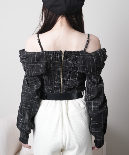 LIPSERVICE（リップサービス）の「リボンオフショルロングスリーブトップス（シャツ/ブラウス・レディース・ピンク/ブラック/アイボリー/ブルー/グレー・FREE）」の18枚目の写真