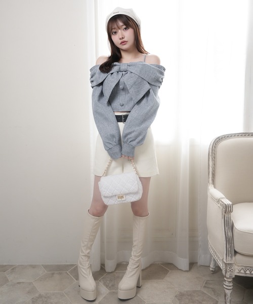 LIPSERVICE（リップサービス）の「リボンオフショルロングスリーブトップス（シャツ/ブラウス・レディース・ピンク/ブラック/アイボリー/ブルー/グレー・FREE）」の22枚目の写真