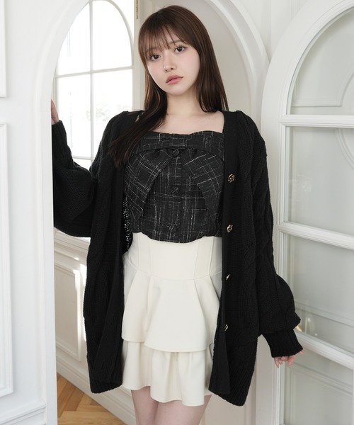 リボンオフショルロングスリーブトップス（シャツ/ブラウス