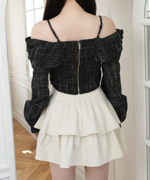 リボンオフショルロングスリーブトップス（シャツ/ブラウス