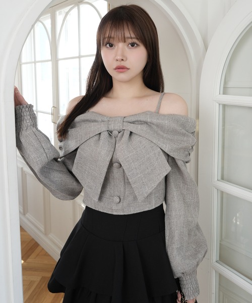 LIP SERVICE リップサービス リボンオフショルロングスリーブトップス LIP SERVICE（リップサービス）｜ リボンオフショルロングスリーブ