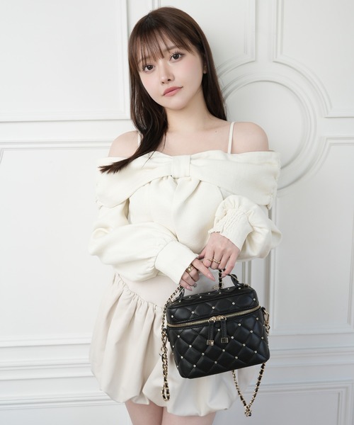 リボンオフショルロングスリーブトップス（シャツ/ブラウス