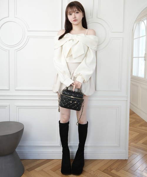 セール】リボンオフショルロングスリーブトップス（シャツ/ブラウス