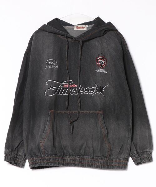 HOOK(フック)の「HOOK -select- 刺繍デニムプルオーバーパーカー(パーカー・メンズ・ブラック/ブルー・M/L)」の17枚目の写真