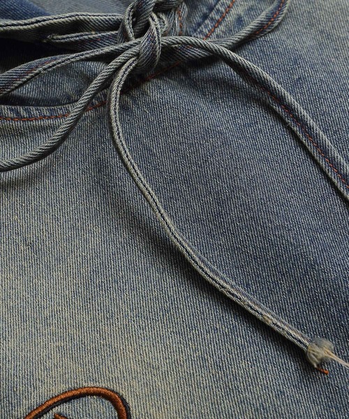 HOOK(フック)の「HOOK -select- 刺繍デニムプルオーバーパーカー(パーカー・メンズ・ブラック/ブルー・M/L)」の10枚目の写真