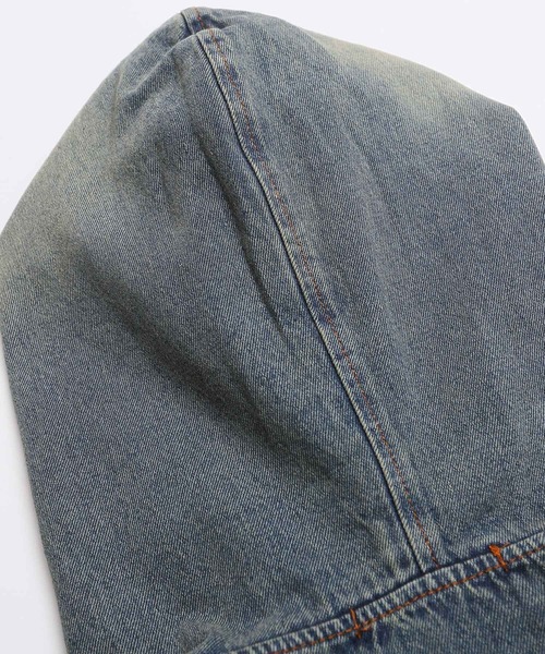 HOOK(フック)の「HOOK -select- 刺繍デニムプルオーバーパーカー(パーカー・メンズ・ブラック/ブルー・M/L)」の12枚目の写真