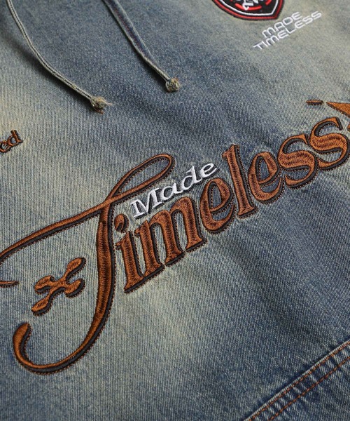 HOOK(フック)の「HOOK -select- 刺繍デニムプルオーバーパーカー(パーカー・メンズ・ブラック/ブルー・M/L)」の16枚目の写真