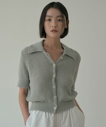 open collar cotton knit-mint